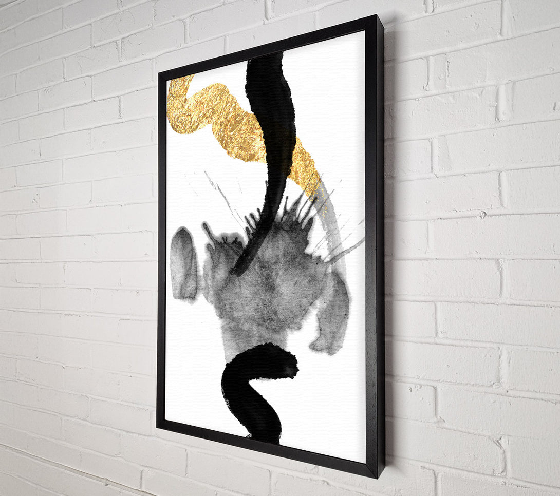  A Canvas Print of Black Shapes With Gold Canvas Print