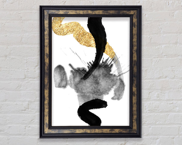 Walnut Shapes With Gold Framed Print