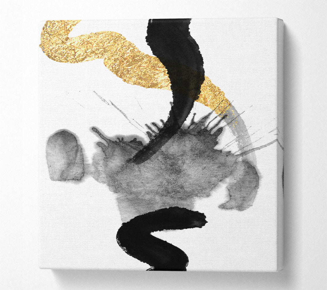  A Canvas Print of Black Shapes With Gold Canvas Print