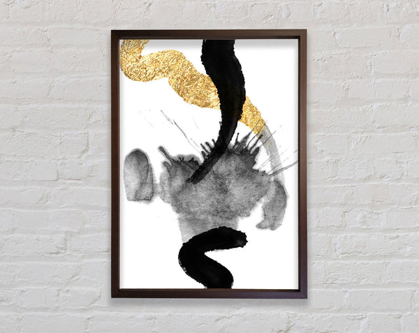 Walnut Shapes With Gold Framed Print