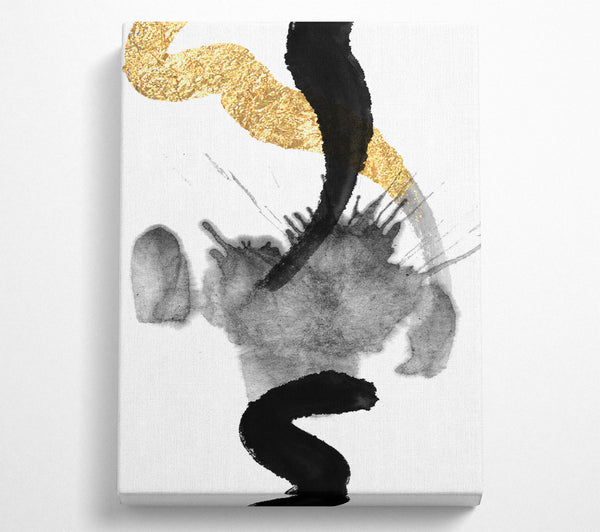  A Canvas Print of Black Shapes With Gold Canvas Print