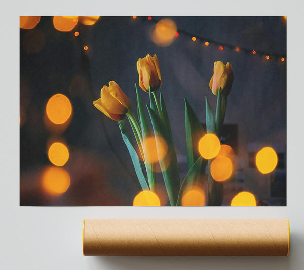 Golden Tulips Glow Giclee Print