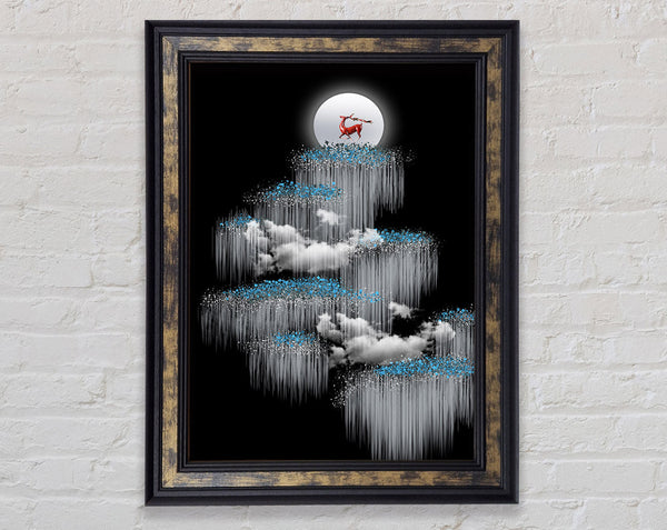 Walnut Sky  Red Reindeer Framed Print