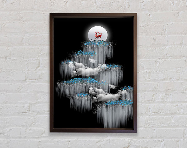 Walnut Sky  Red Reindeer Framed Print