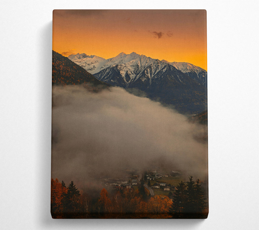  A Canvas Print of Orange Dawn Over Peaks Canvas Art