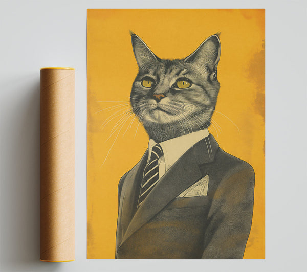 Golden Feline Suave Print