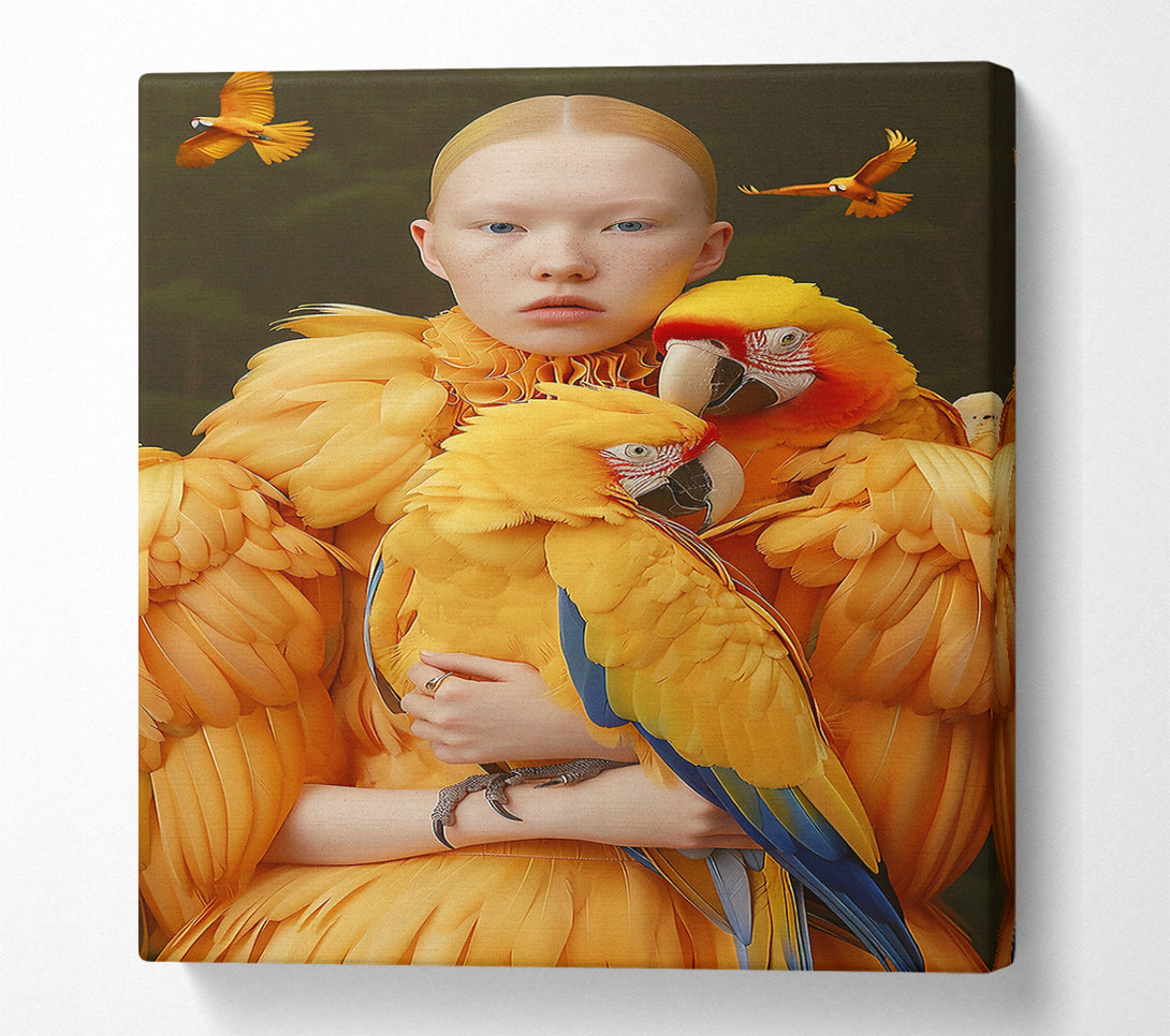  A Canvas Print of Golden Embrace Of Birds Canvas Print