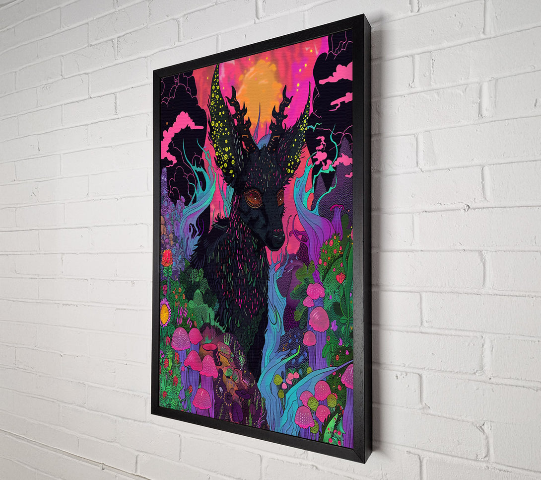  A Canvas Print of Black Fawn In Pink Dreams Canvas Wall Art