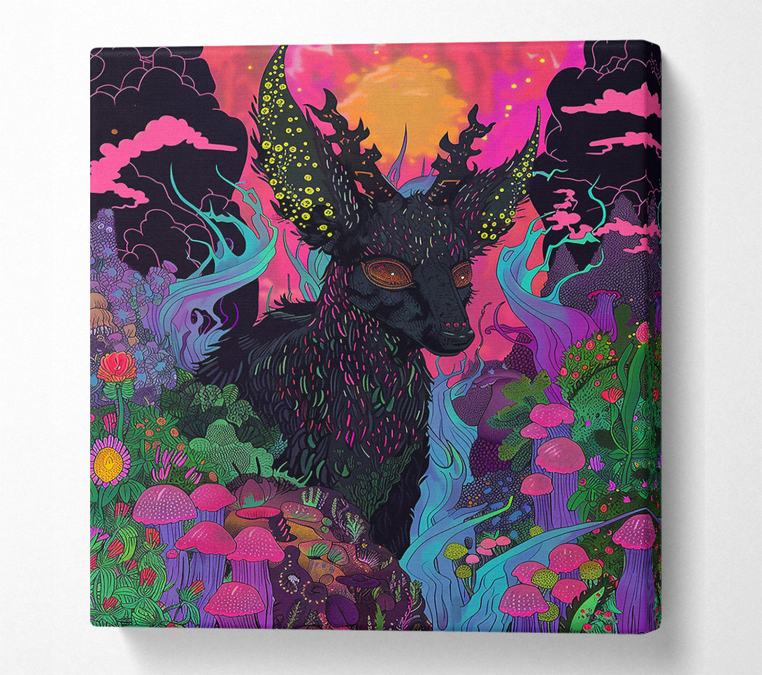 A Canvas Print of Black Fawn In Pink Dreams Canvas Wall Art