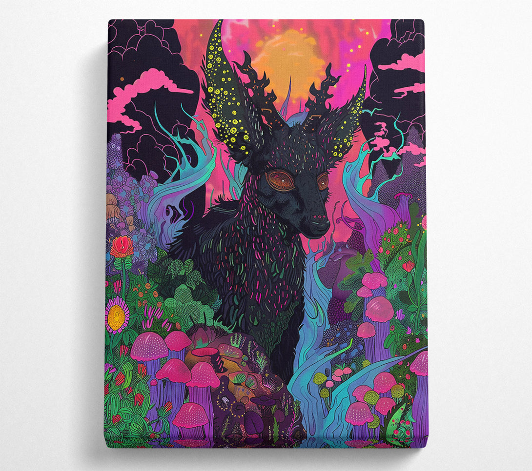  A Canvas Print of Black Fawn In Pink Dreams Canvas Wall Art