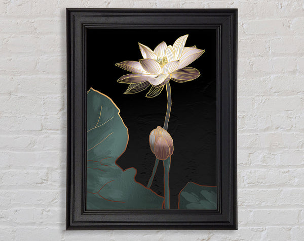 Black With Flower Framed Print