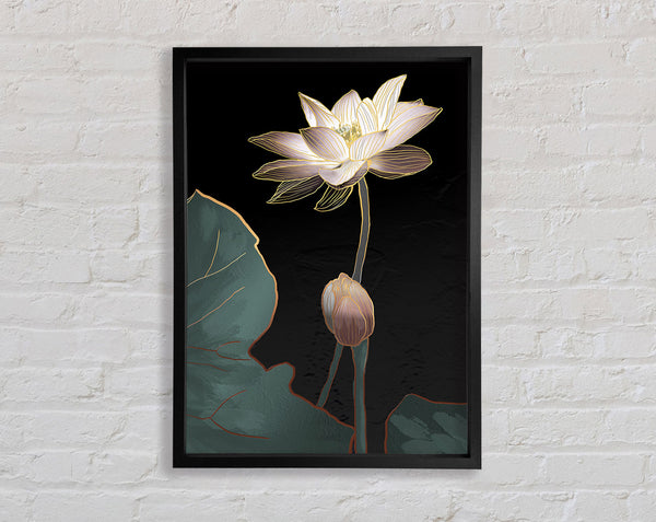 Black With Flower Framed Print