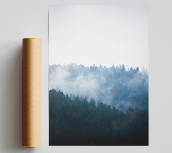 Blue Foggy Peaks Giclee Print