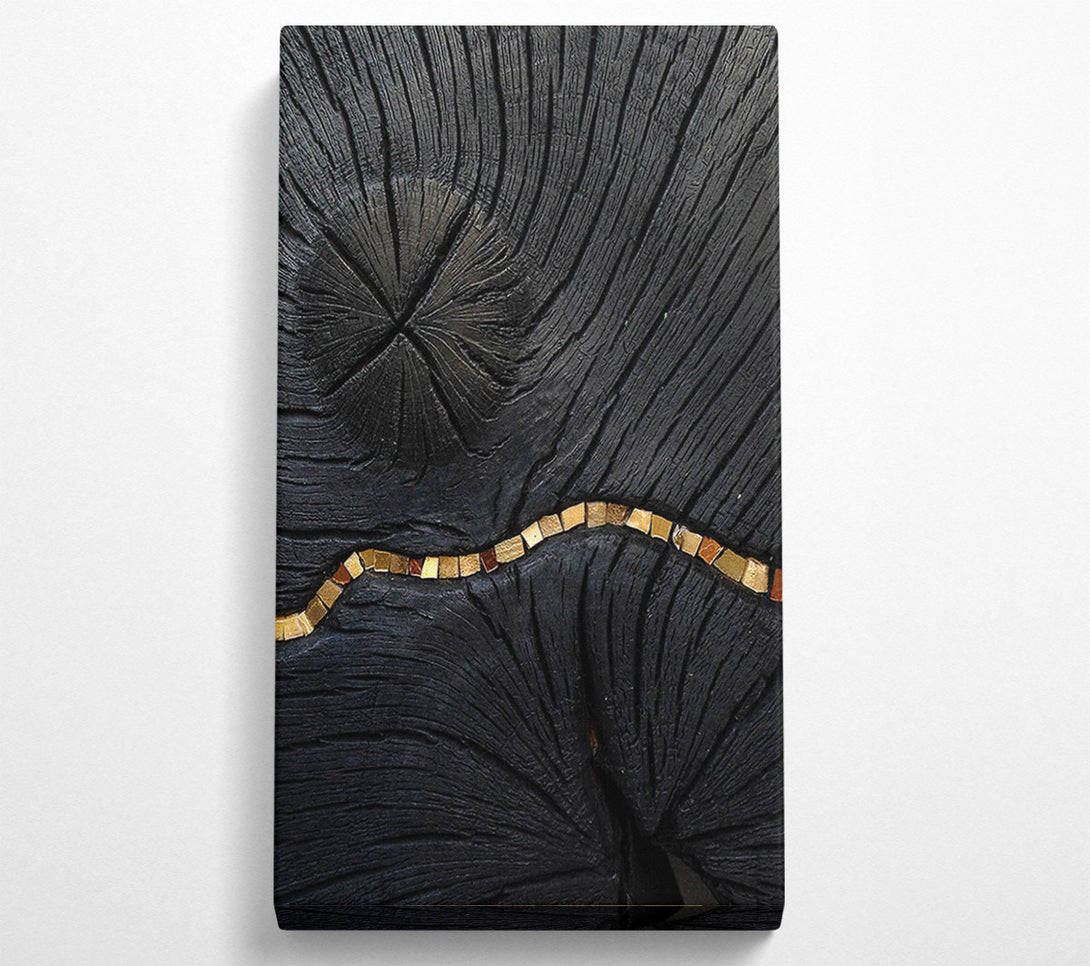  A Canvas Print of Black Wood Effect With Gold Line Canvas Print