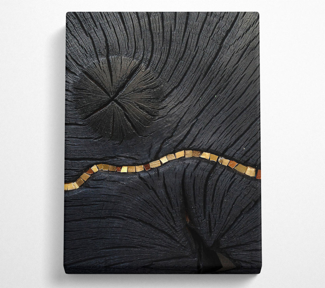  A Canvas Print of Black Wood Effect With Gold Line Canvas Print