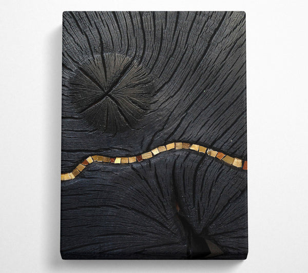  A Canvas Print of Black Wood Effect With Gold Line Canvas Print