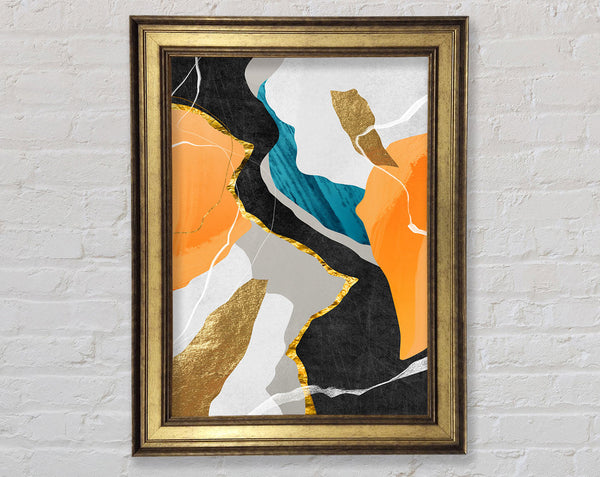 White  Blue And Orange Framed Print