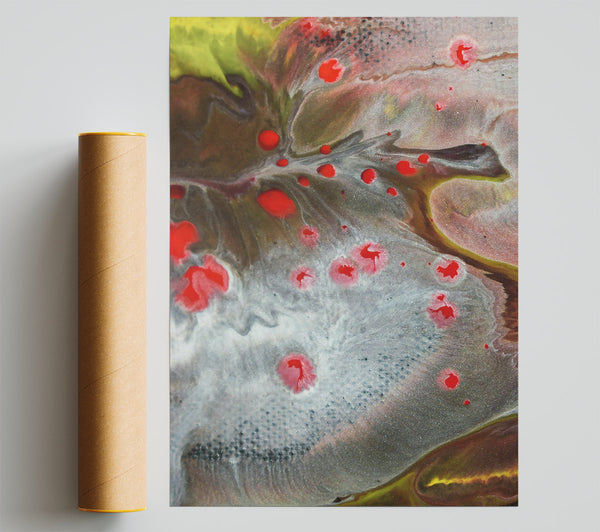 Red On Grey Swirls Giclee Print