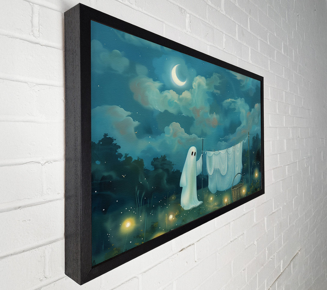  A Canvas Print of Azure Ghostly Laundry Canvas Wall Art