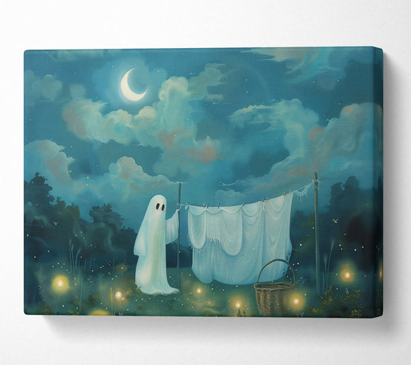  A Canvas Print of Azure Ghostly Laundry Canvas Wall Art