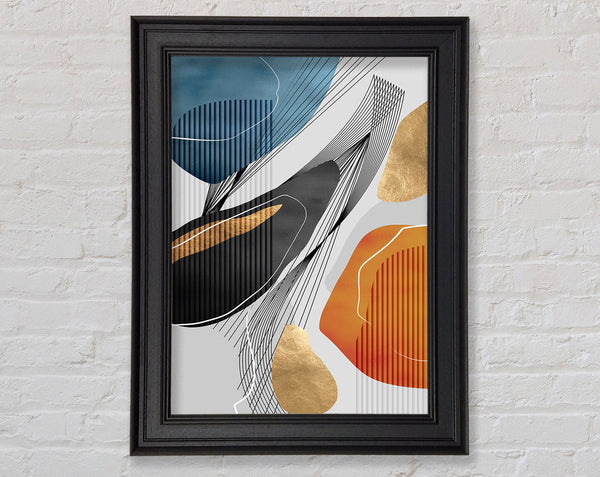 Black  Orange And Blue Framed Print