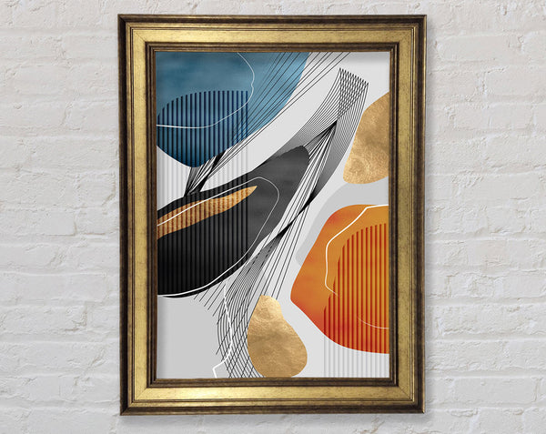 White  Orange And Blue Framed Print