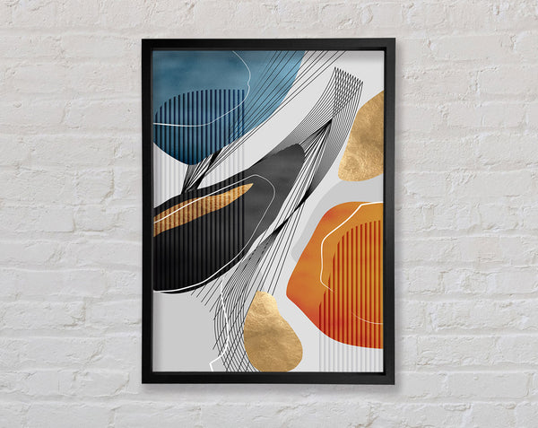 Black  Orange And Blue Framed Print