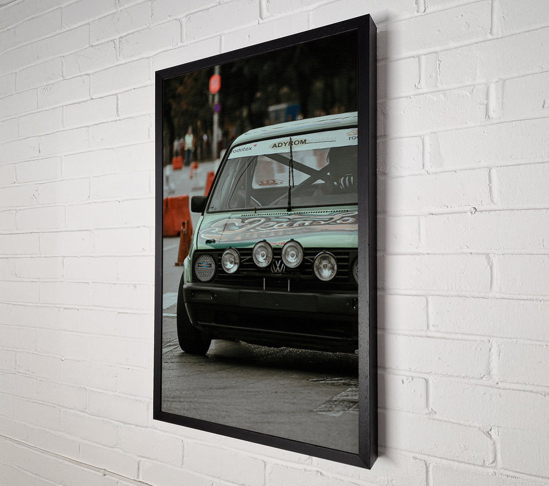  A Canvas Print of Green Vw Rally Car Canvas Wall Art