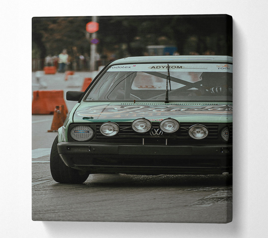  A Canvas Print of Green Vw Rally Car Canvas Wall Art