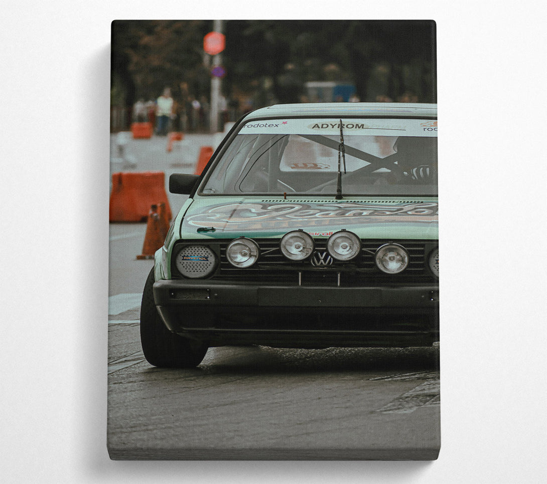  A Canvas Print of Green Vw Rally Car Canvas Wall Art