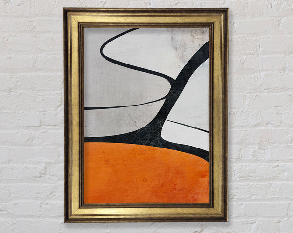 White  Orange And White Swirl Pattern Framed Print