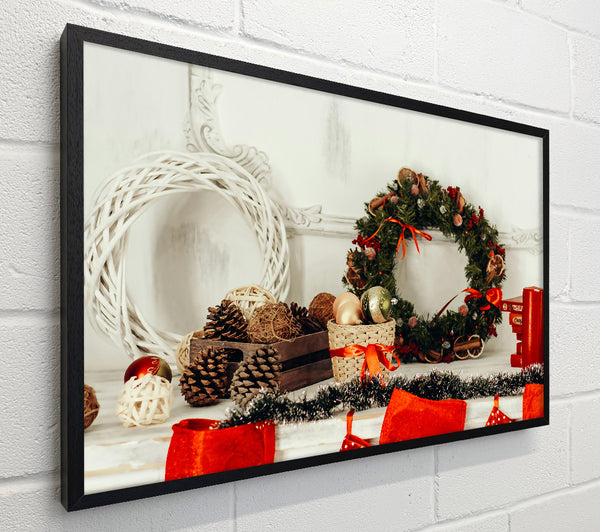 Red Christmas Mantle Decor