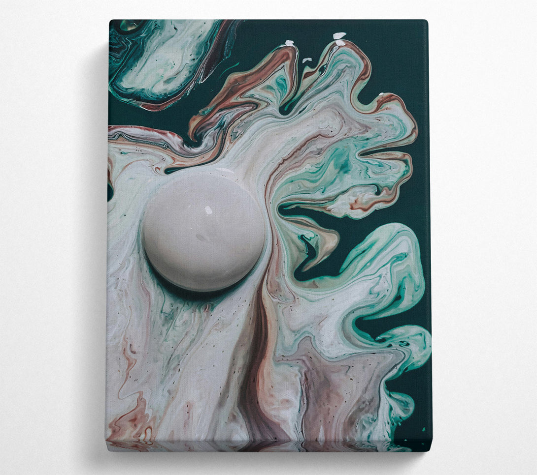  A Canvas Print of White Swirl And Green Flow Canvas Art