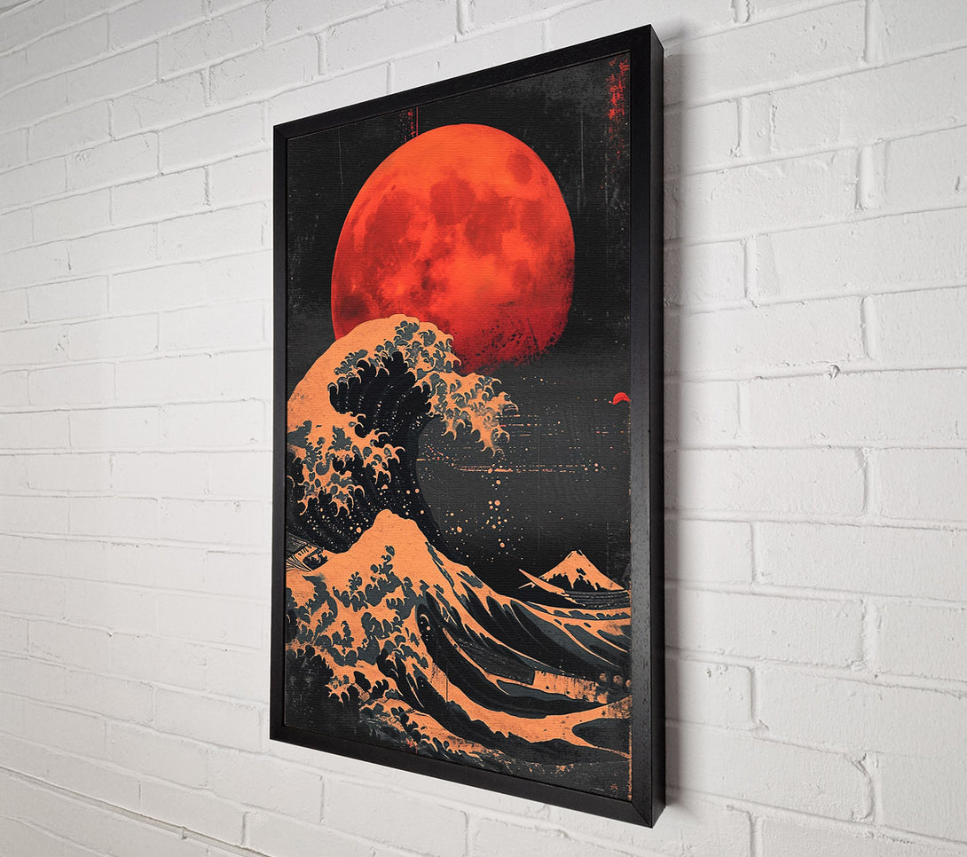  A Canvas Print of Blood Moon Waves Canvas Print