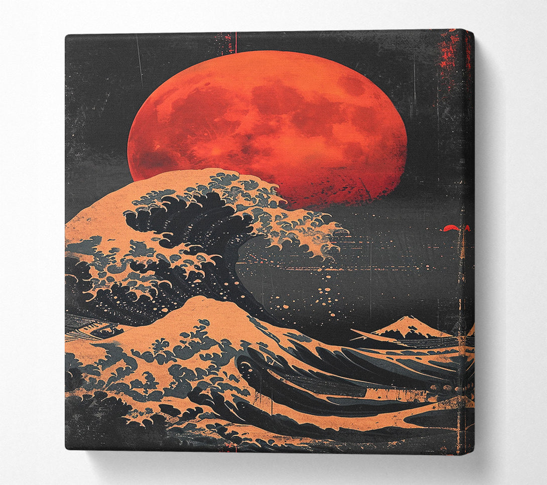  A Canvas Print of Blood Moon Waves Canvas Print