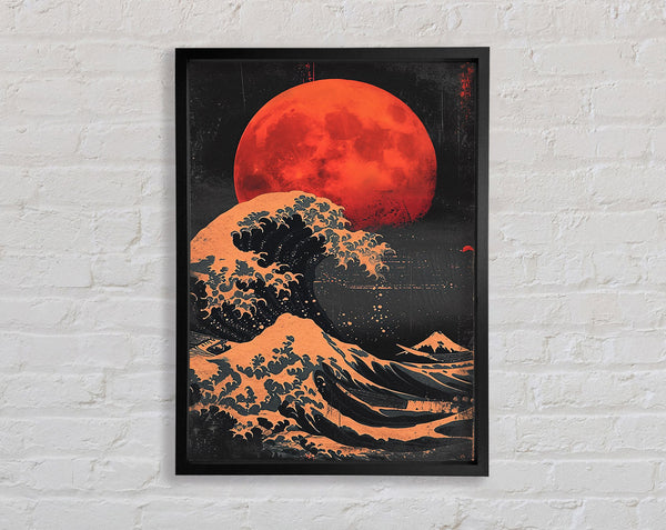 Blood Moon Waves Framed Print