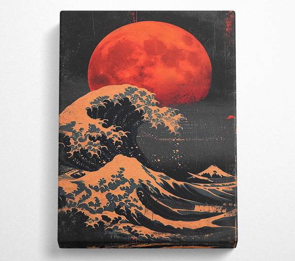  A Canvas Print of Blood Moon Waves Canvas Print