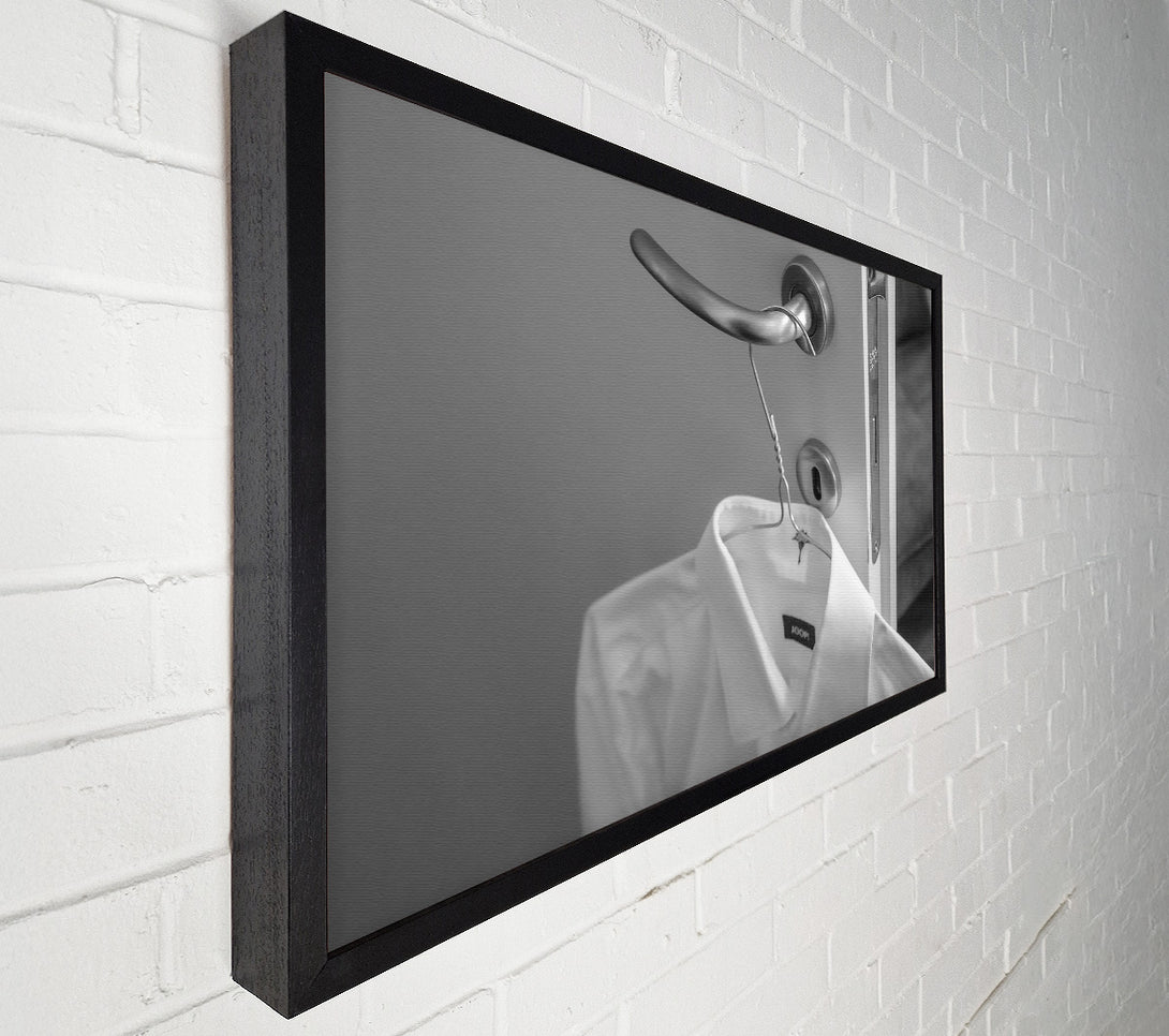  A Canvas Print of White Shirt On A Door Handle Canvas Print