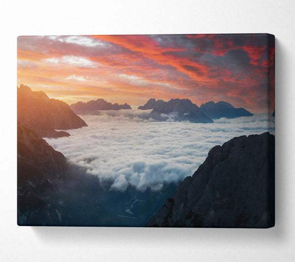  A Canvas Print of Orange Sky Above Clouds Canvas Art