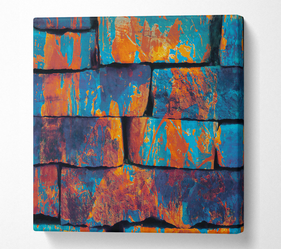  A Canvas Print of Blue And Orange Brickwork Canvas Wall Art