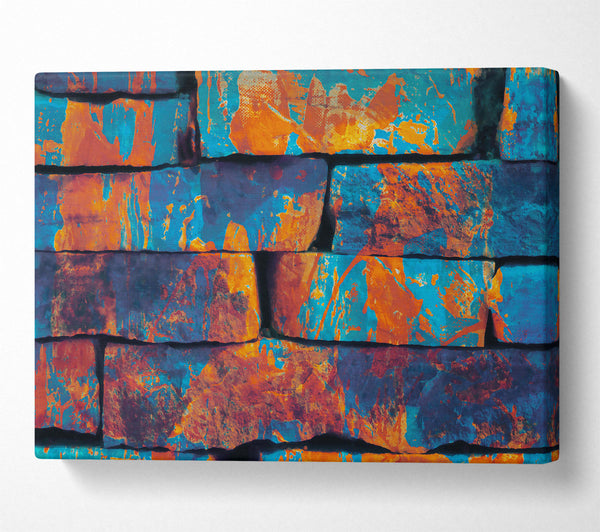  A Canvas Print of Blue And Orange Brickwork Canvas Wall Art