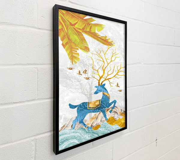 Blue Abstract Deer