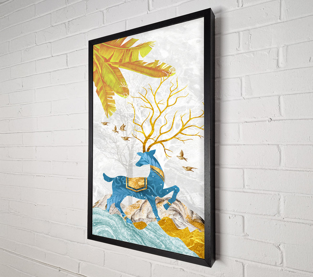  A Canvas Print of Blue Abstract Deer Canvas Art