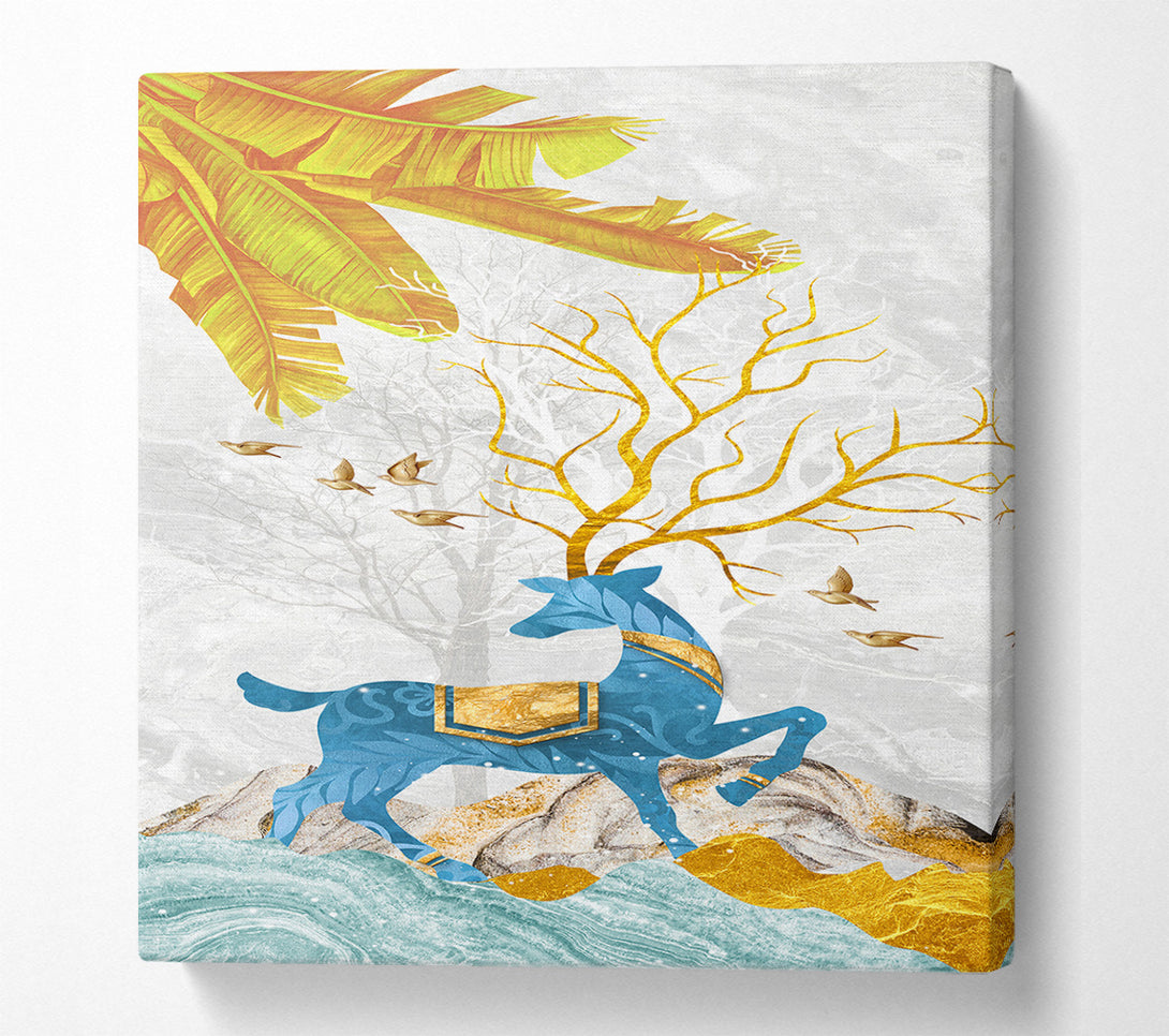  A Canvas Print of Blue Abstract Deer Canvas Art