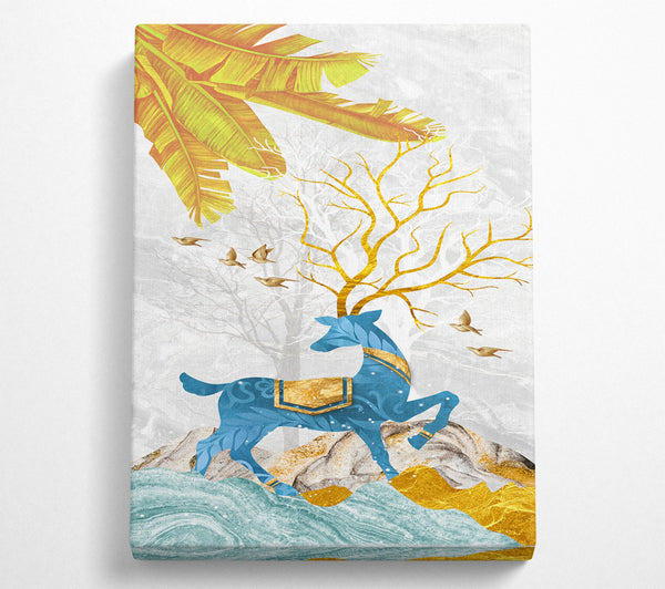  A Canvas Print of Blue Abstract Deer Canvas Art