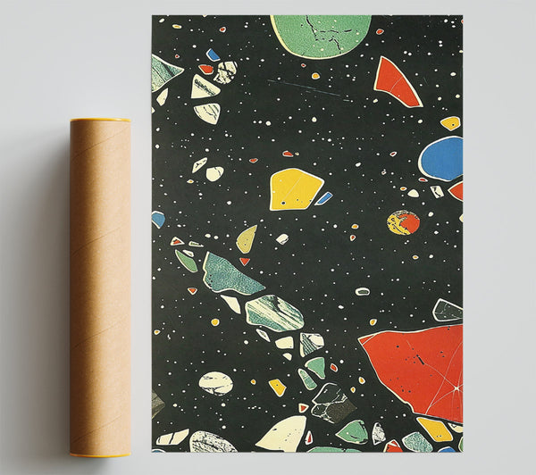 Black And Turquoise Terrazzo Giclee Print