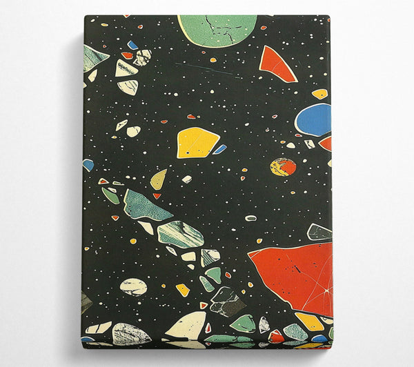  A Canvas Print of Black And Turquoise Terrazzo Canvas Print