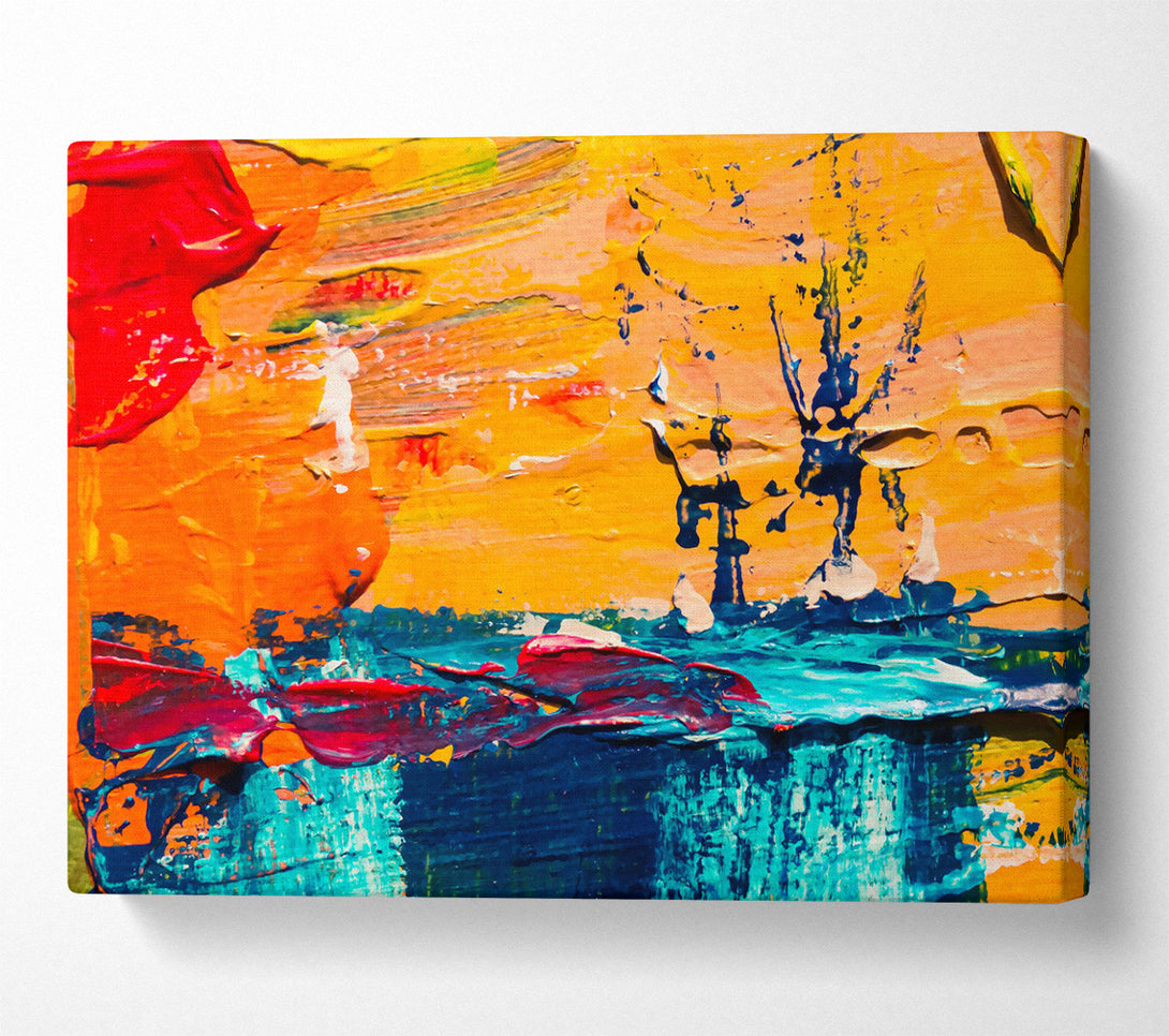  A Canvas Print of Orange Abstract Strokes Canvas Wall Art