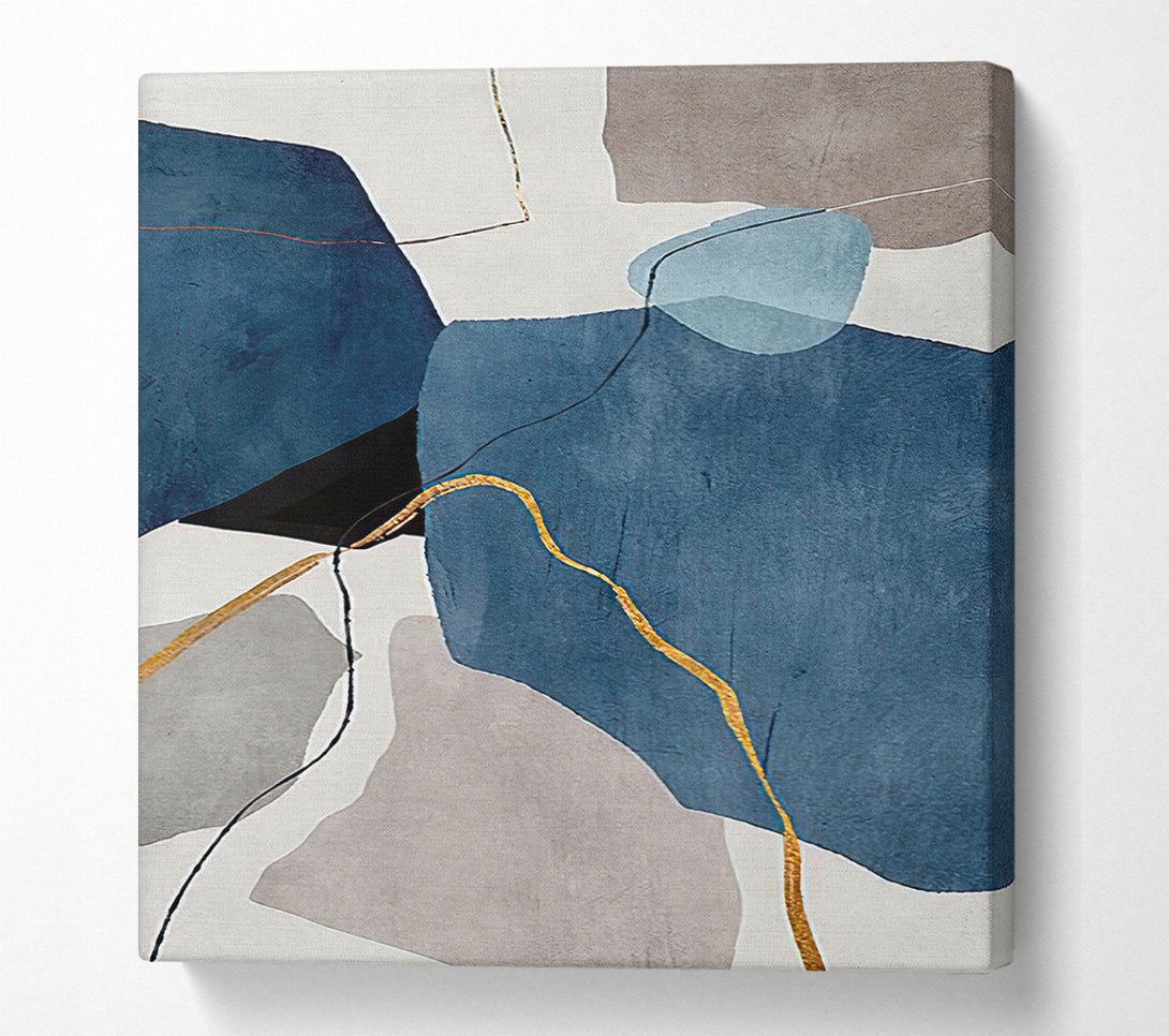  A Canvas Print of Blue Abstract Gold Canvas Wall Art