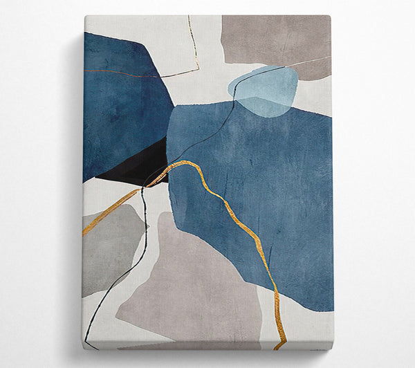  A Canvas Print of Blue Abstract Gold Canvas Wall Art